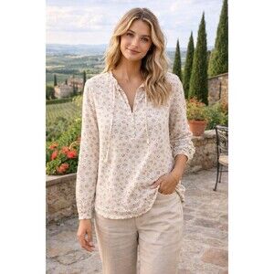 VINTAGE Y2K POLO JEANS COMPANY Peasant Shirt Boxy Cottage Floral Ralph Lauren M